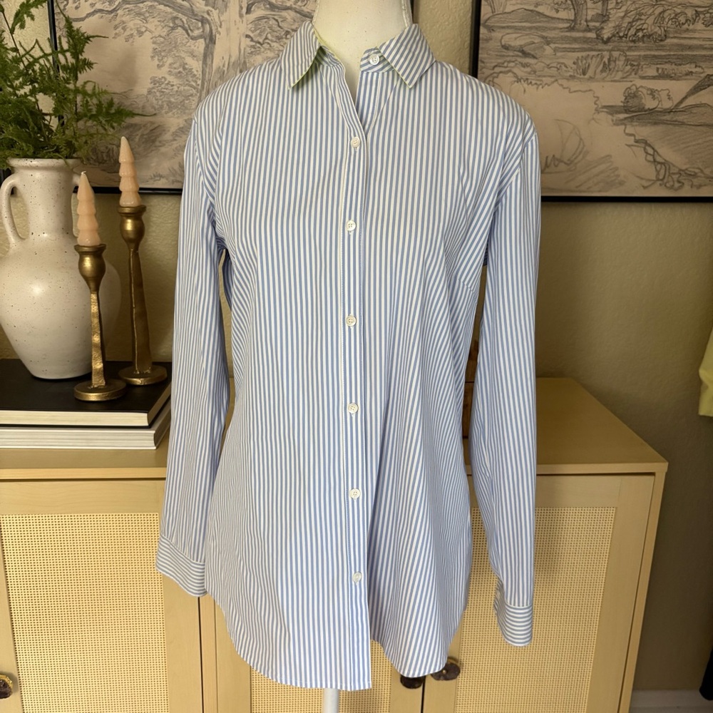 J.MCLAUGHLIN Women‎ Striped Button Down Short Blue White Size Small